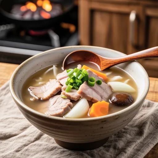 Nametake and Green Onion Pork Miso Soup