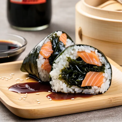 Grilled Salmon and Wakame Rice Balls