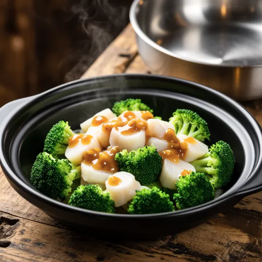 Broccoli and Scallops with Anchovy Stir-fry