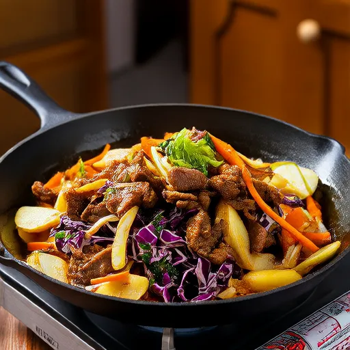 पोर्क और सब्जियों की स्टर फ्राई