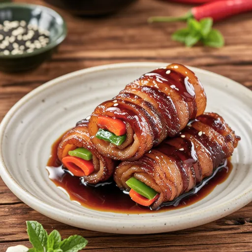 Ginger Teriyaki Pork Wrapped Bell Peppers
