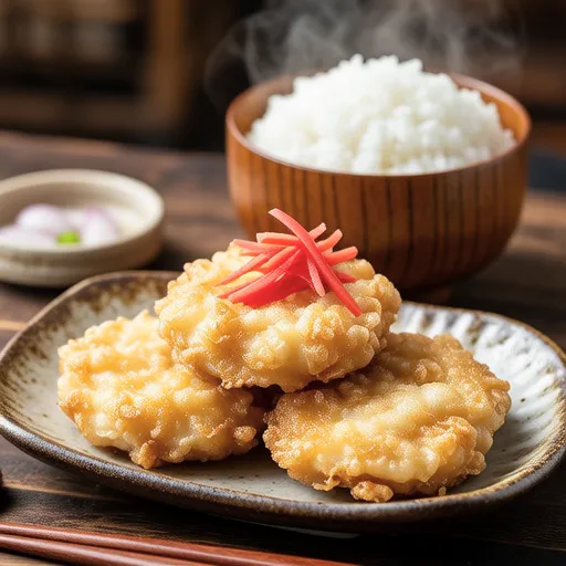 Onion Tempura with Red Pickled Ginger