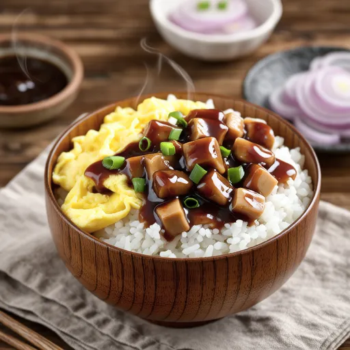 Spam Rice Bowl with Soy Sauce and Egg