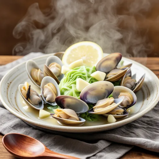 Steamed Clams and Spring Cabbage with Butter Lemon