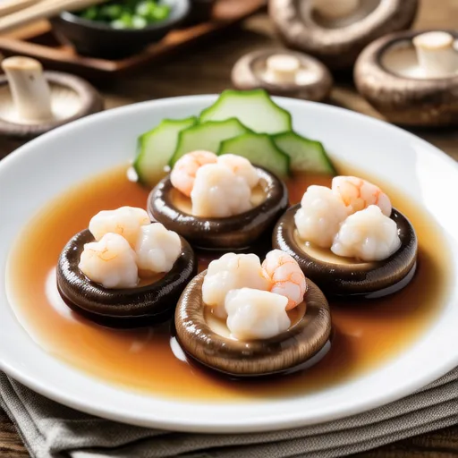 Simmered Shiitake Mushrooms with Shrimp Balls