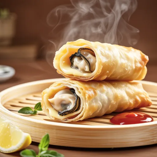 Oyster and Cheese Spring Rolls