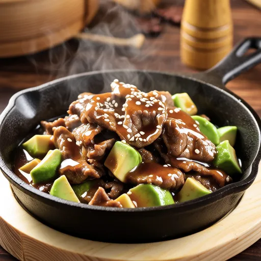 Sweet and Spicy Stir-fried Beef and Avocado