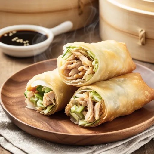 Cabbage and Chicken Spring Rolls