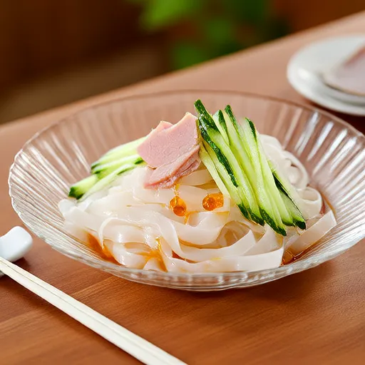 Ensalada refrescante de jamón y fideos de arroz