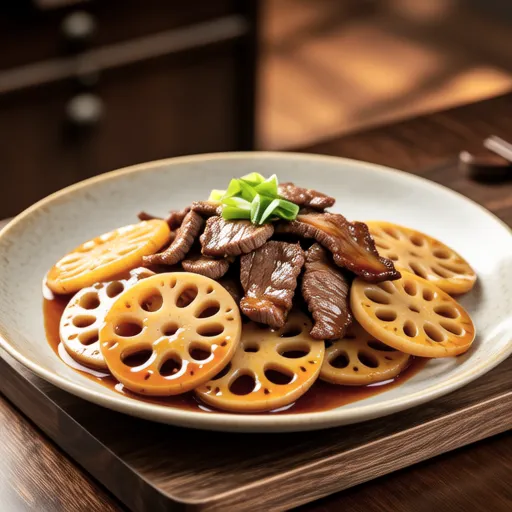 Sweet and Spicy Stir-fried Lotus Root and Beef