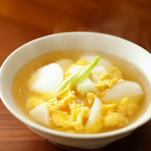 Суп с луком и яйцом