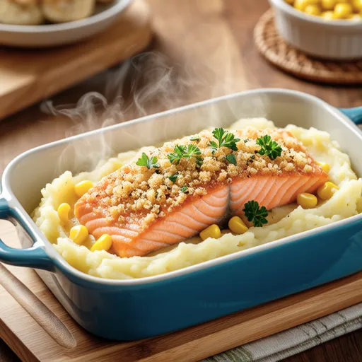 Herb-Crusted Salmon Mashed Potato Bake