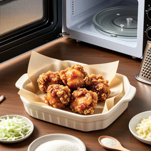 Microwave Fried Chicken with Salted Cabbage
