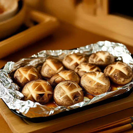Grilled Tea Enoki Mushrooms in Foil