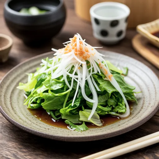 Mizuna and Shirasu with Grated Daikon
