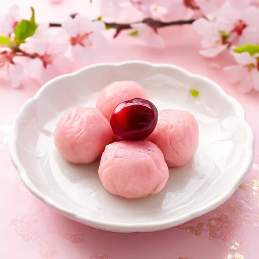 Japanese-style Mochi with Cherry and Yogurt