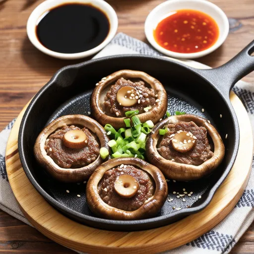 Saesongi Tteokgalbi (Beef Patties with King Oyster Mushrooms)