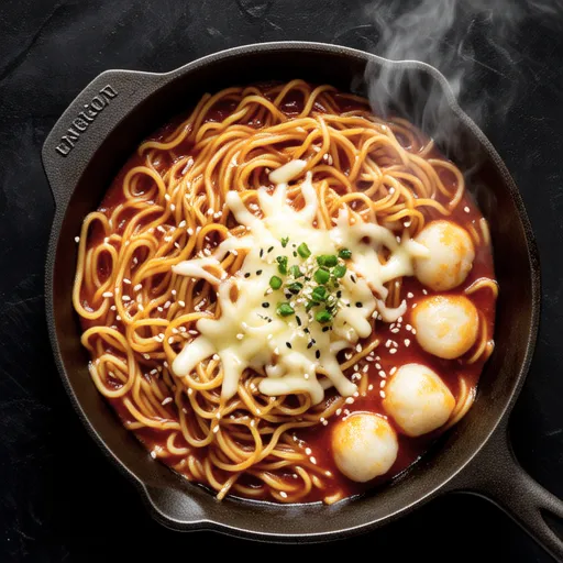 Cheese Rabokki (Cheese Stir-fried Ramen and Rice Cake)