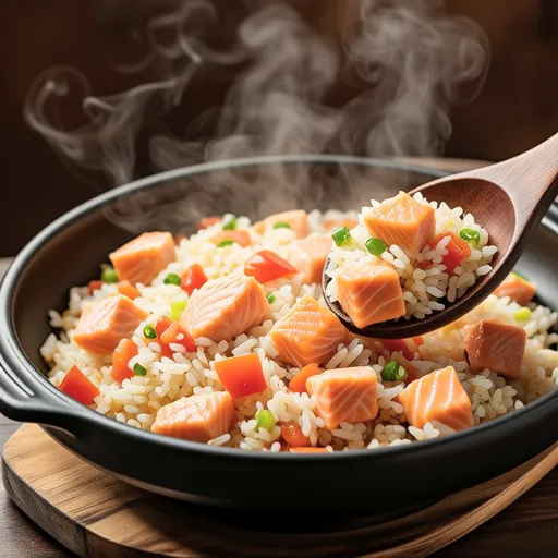 Salmon and Tomato Consommé Fried Rice