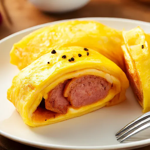 Омлет с сосисками и яйцами