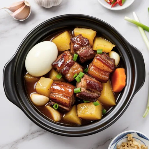 Sweet and Savory Braised Pork and Potatoes with Onsen Egg