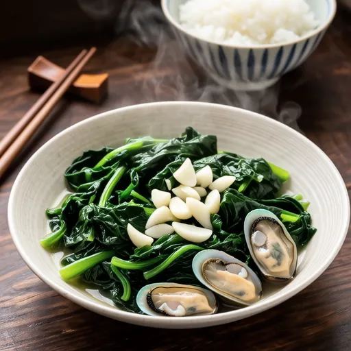Komatsuna and Oyster Oil Steamed Dish