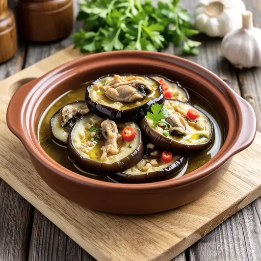 Eggplant and Mackerel Can Ajillo