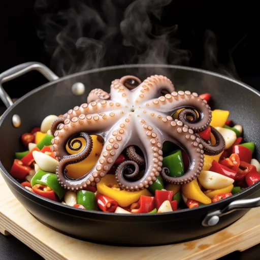 Garlic Stir-fried Bell Peppers and Octopus