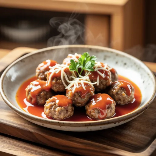 Shiitake Cheese Meatballs in Tomato Sauce
