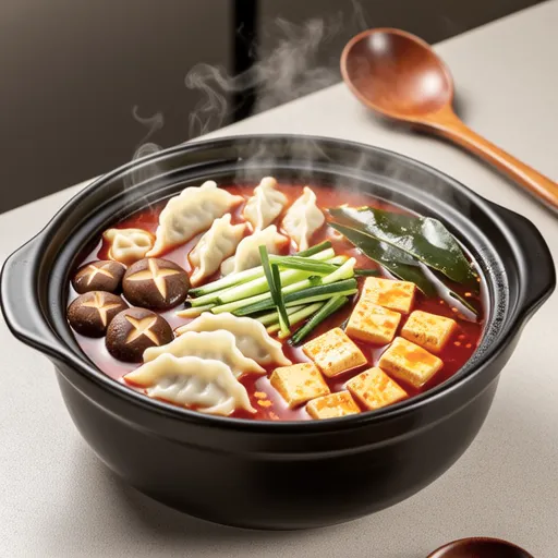 Kimchi Dumpling Hot Pot with Bone Broth