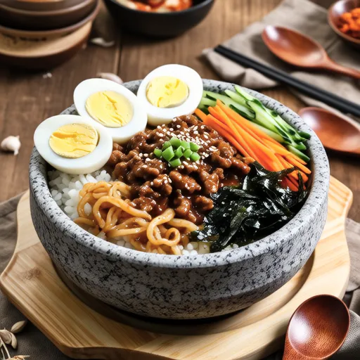 Spicy Bibimbap with Ground Meat and Namul