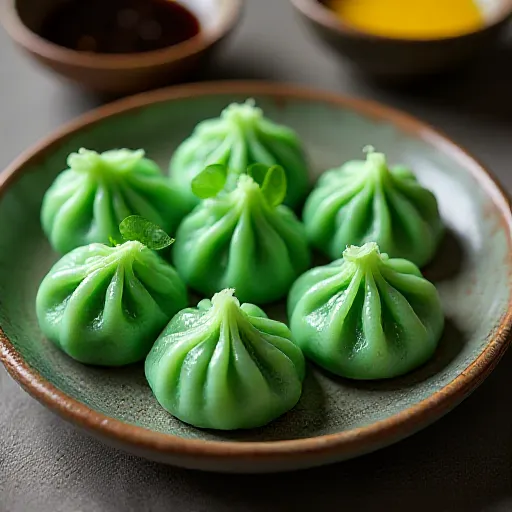 豆苗入り翡翠蒸し餃子