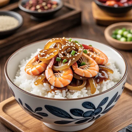 Onion Shrimp Rice Bowl