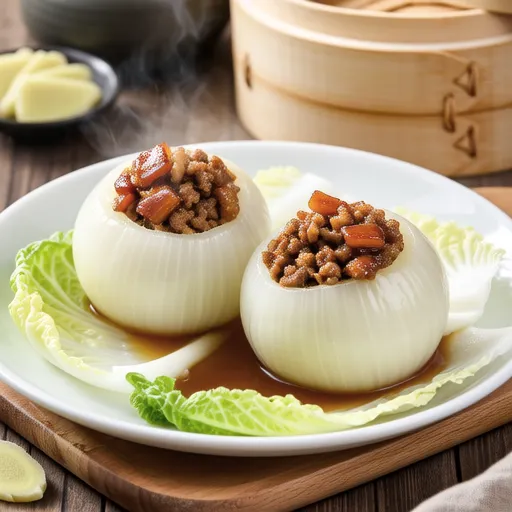 Steamed Whole Onion with Pork Filling