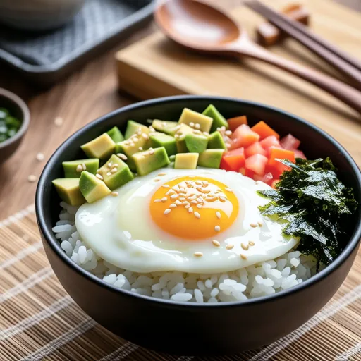 Tomato and Avocado Egg Rice Bowl