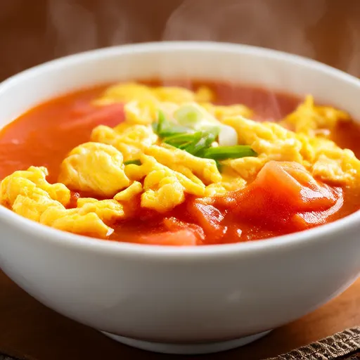 Sopa de tomate com ovos