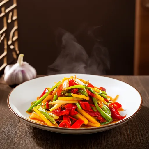 辣椒和豆芽中式炒菜