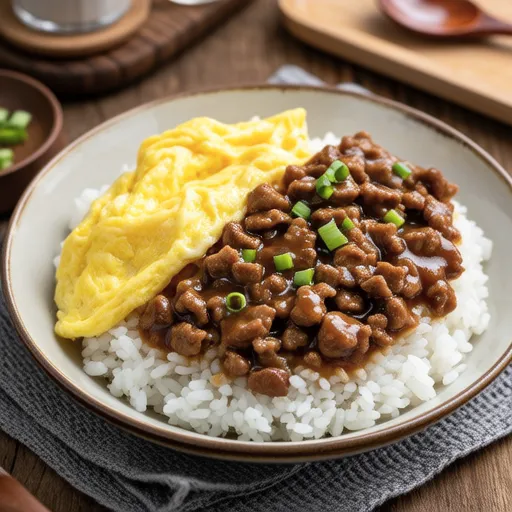 Minced Meat Omelette Rice with Japanese Sauce