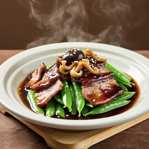ウスターソースで炒めた豆芽と豚肉