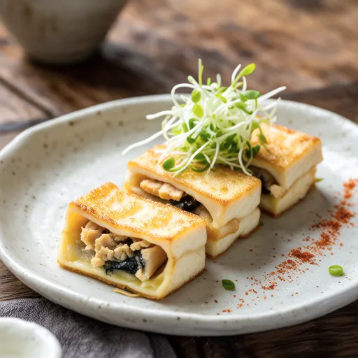 Grilled Tofu Pockets with Mackerel
