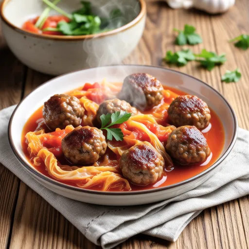 Meatballs and Cabbage in Tomato Sauce