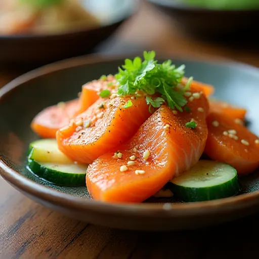Salmon and Cucumber with Gochujang Dressing