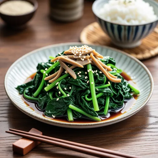 Spinach and Tuna with Salted Kombu