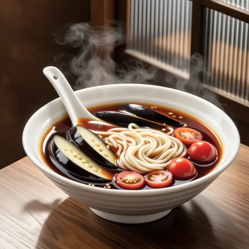 Eggplant and Vermicelli Hot and Sour Soup