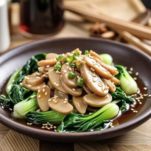 Grilled King Oyster Mushrooms with Bok Choy Oyster Sauce Salad