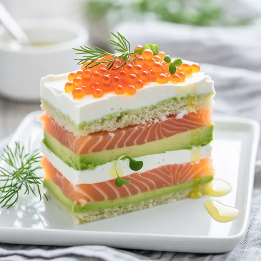 Salmon and Avocado Carpaccio Cake