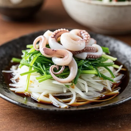 Hotaru Squid and Nanohana with Grated Daikon