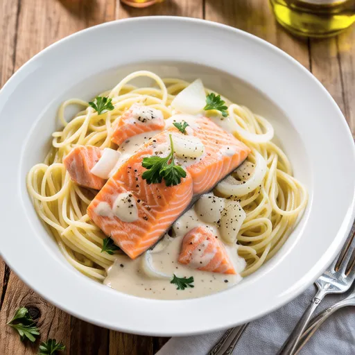 Salmon Soy Milk Cream Pasta