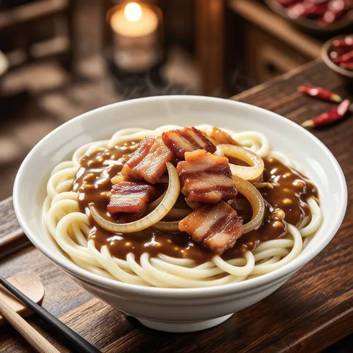Milk Curry Udon with Pork Belly