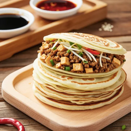 Buckwheat Pancakes with Kimchi and Tofu Filling
